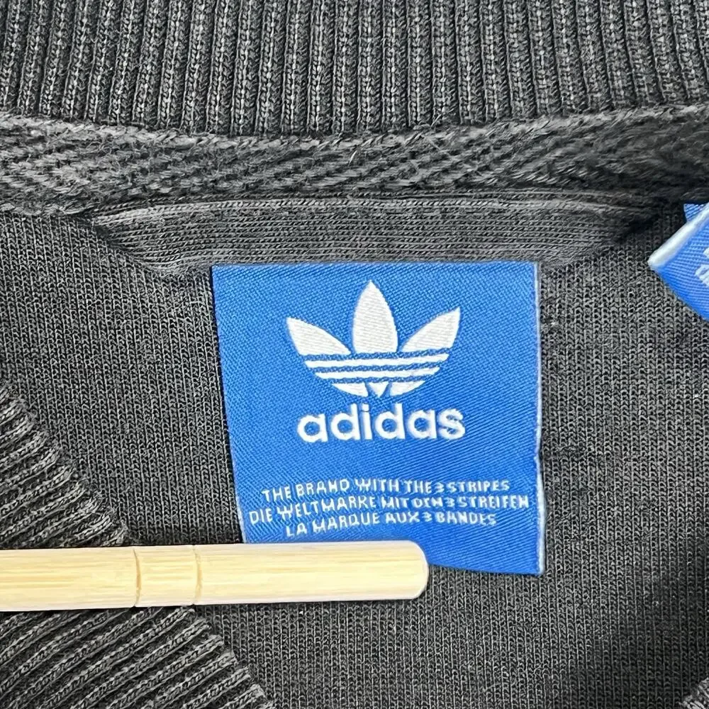 Adidas Track Jacket Top Large Print Women's Size Small Black‎ Faded READ - Picture 2 of 10